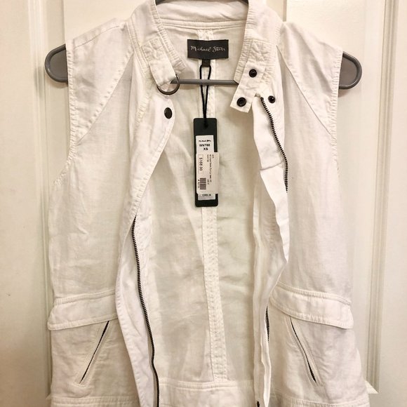 Michael Stars Jackets & Blazers - Michael Stars Linen Moto Vest Size XS NWT White
